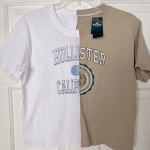 Hollister 1/2 Tan & White T-shirt
